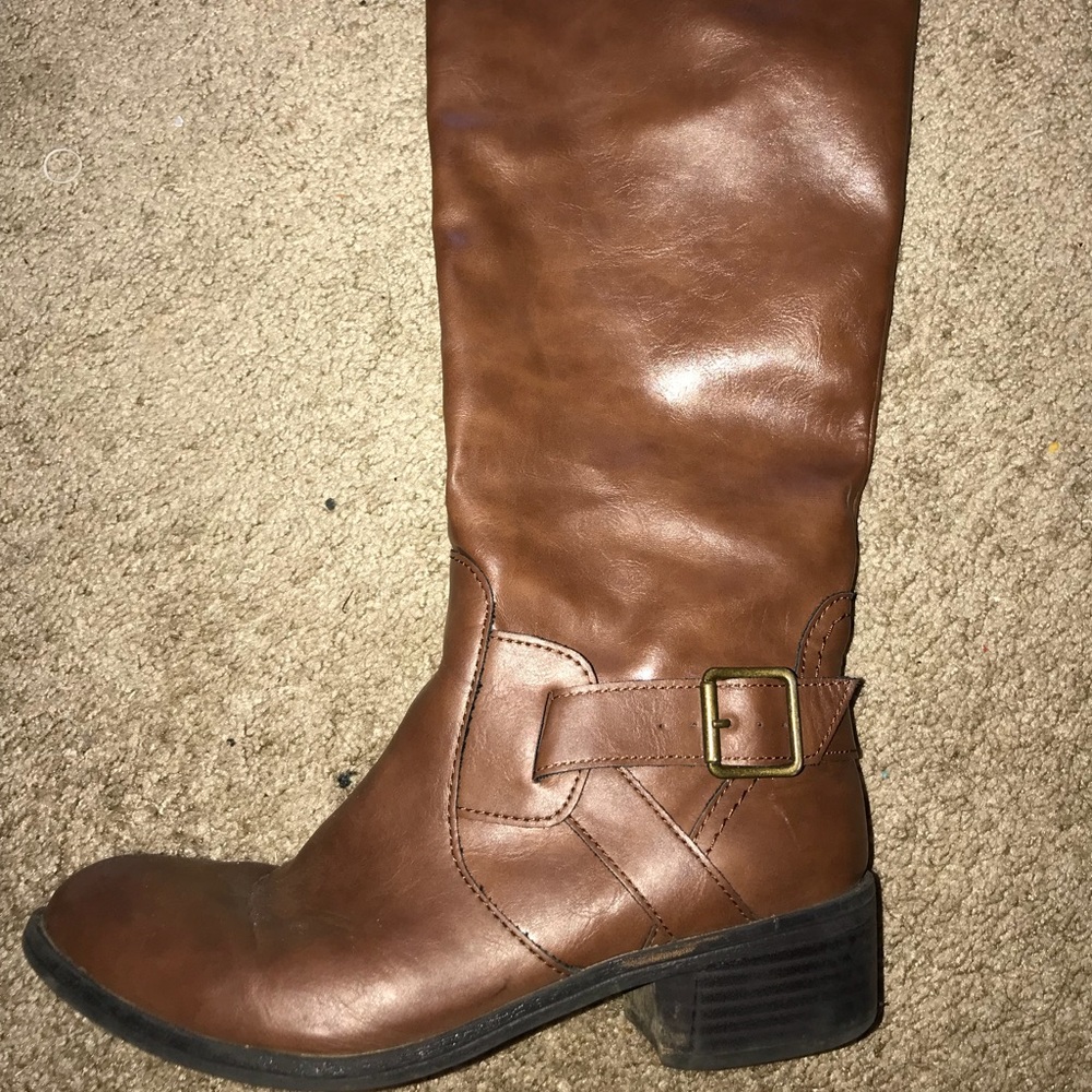 Brown leather riding boots